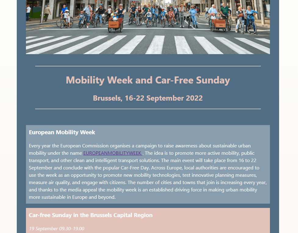 Screenshot of the landing page for European Mobility Week