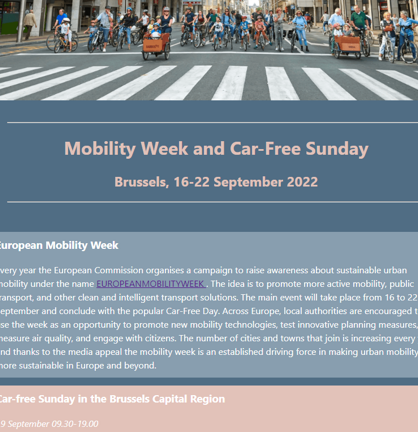 Screenshot of the landing page for European Mobility Week